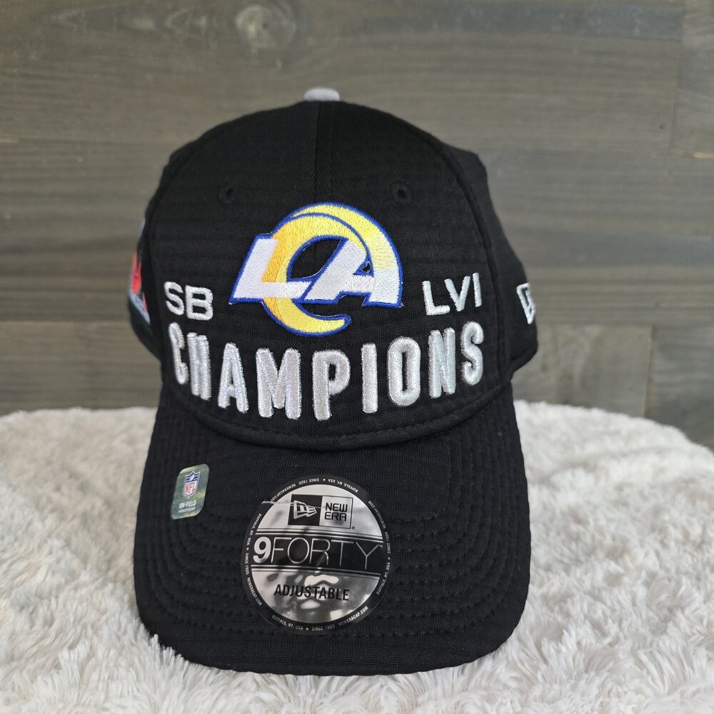 LA Rams Hat Mens Snapback Black New Era 9Forty Super Bowl LVI Champions Cap NFL